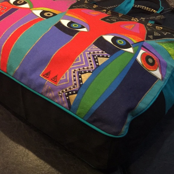 Laurel Burch Cat’s Eyes Large Canvas Tote.18284 - Picture 5 of 5